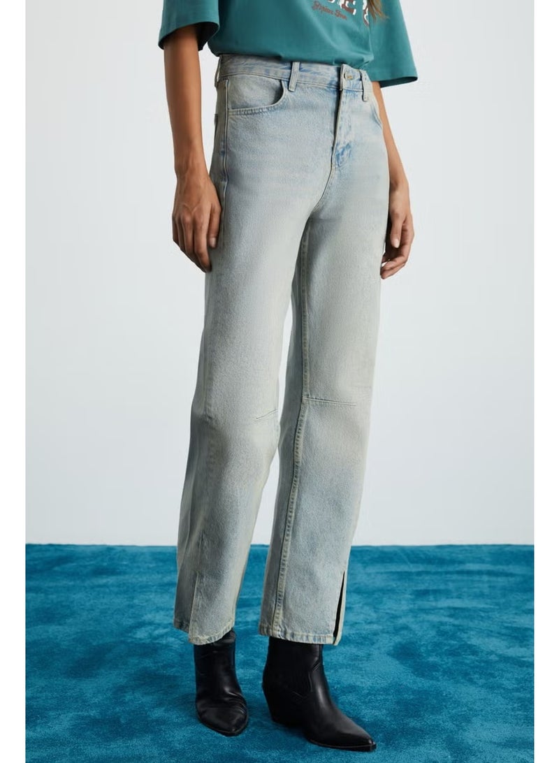 GRIMELANGE Heyley Women's 100% Organic Cotton Blue Jeans with Slit Legs - Image 2